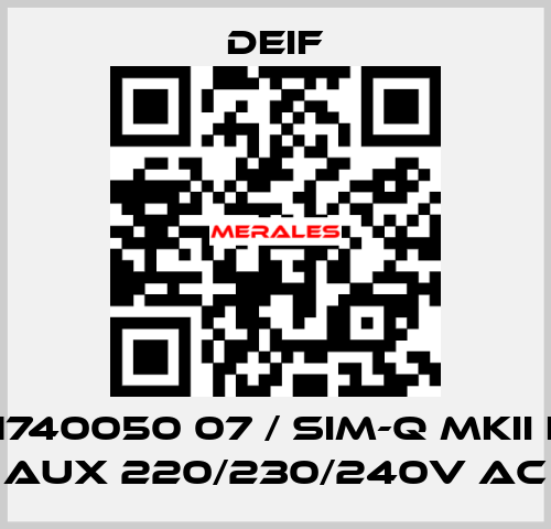 2961740050 07 / SIM-Q MKII LF, V aux 220/230/240V AC Deif