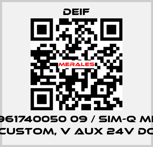 2961740050 09 / SIM-Q MKII CUSTOM, V aux 24V DC Deif