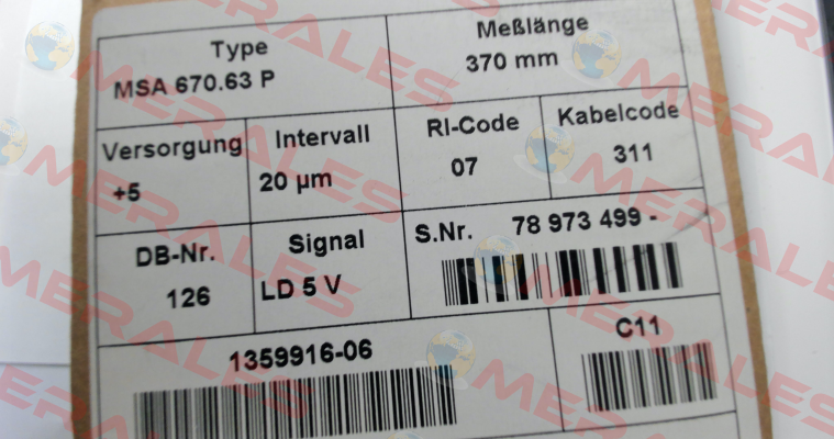 MSA670.63 P 370 10 07 LD RSF ID 1359916-06 Rsf Elektronik