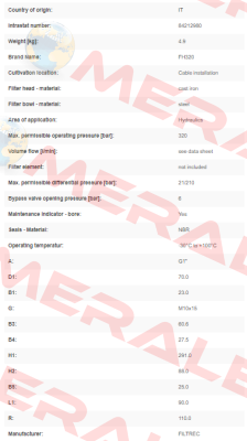 FH320D121000BB5DS000S0 Filtrec