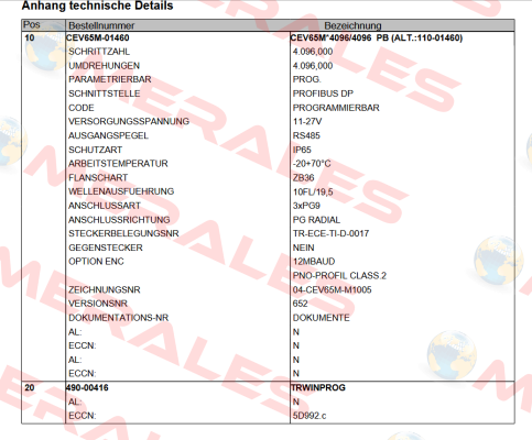 CEV-65-M-01460 PROG + 490-00416 TR Electronic