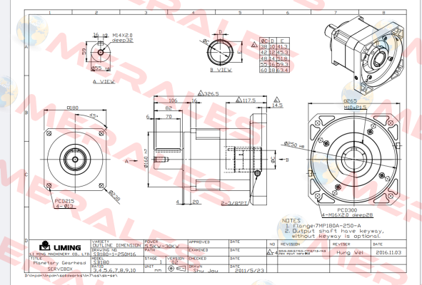 S/N: M418914005 / MODEL: SB-180 LIMING  MACHINERY CO.