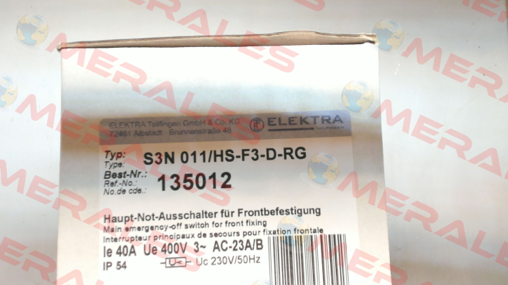 S3N 011/HS-F3-D-RG 135 012 Elektra Tailfingen