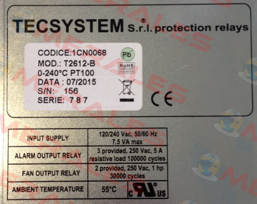 P/N: 1CN0068, Type: T2612B Tecsystem