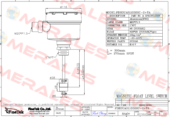 FDBDUAS110300C-2+TA Finetek