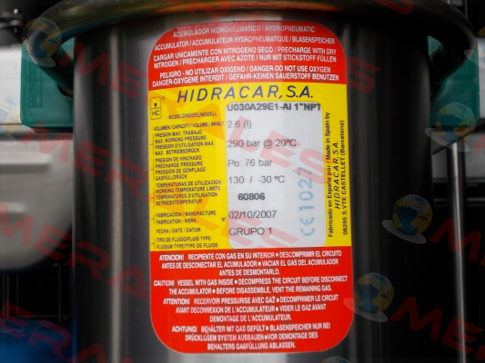 U030A29E1-AI 1“ NPT,76 bar  Hidracar