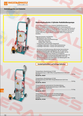 90413/E-Hydraulik auf Transportkarre, 230V, 50Hz, 0,64l/min WEITKOWITZ