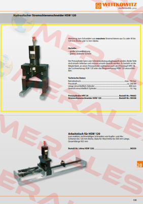 90558/Stromschienenschneider HSW 120 WEITKOWITZ