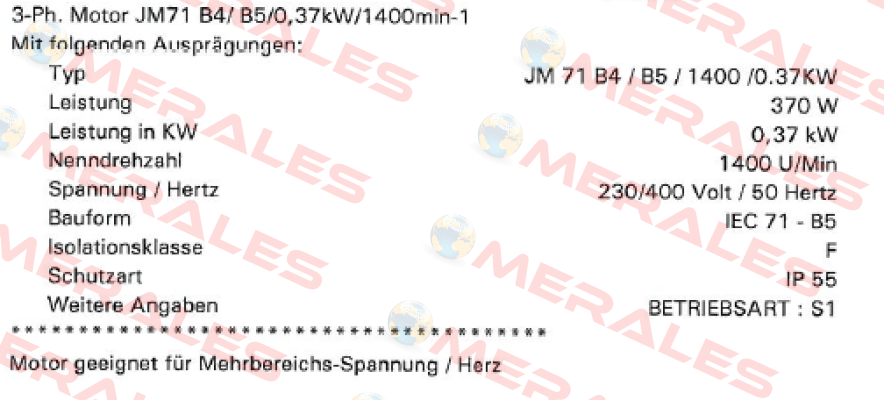 JM71B4 KW0,37 P4 B5 230/400-50 CLF IP55 SEIPEE