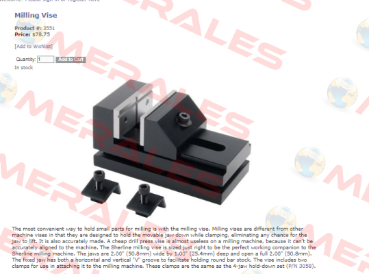 3551  Milling Vise Sherline Products