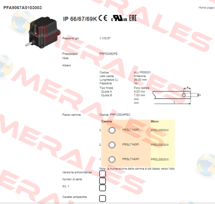 PFA9067A0103003 Ter Tecno Elettrica Ravasi