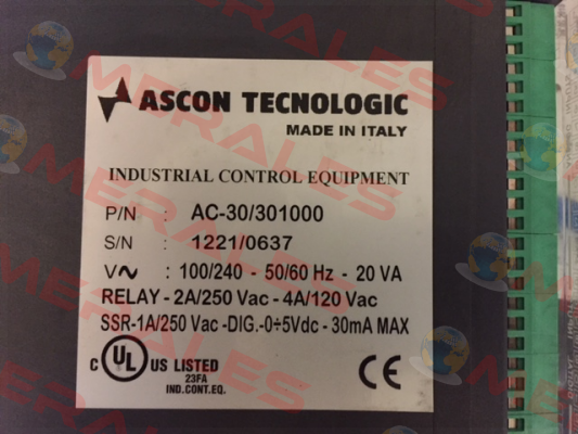 P/N AC-30/301000, SN:1221/0637  Ascon