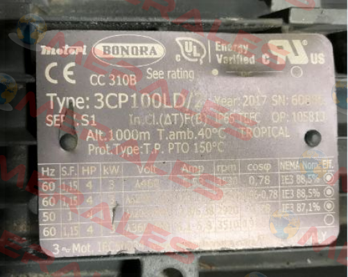 3CP100LD/2 obsolete, replacement 4050+0082 Bonora