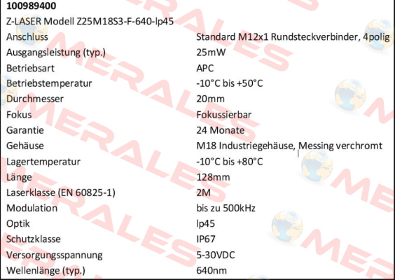 Z25M18S3-F-640-lp45 Z-LASER