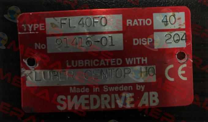 Type: FL 40 FO - 0 - 0 - 204 - R Swedrive