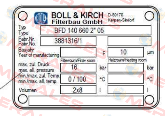 Type: BFD 140 660 2*05 Boll Kirch