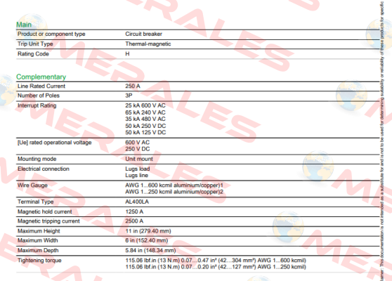 LHL36250 Square D (Schneider Electric)