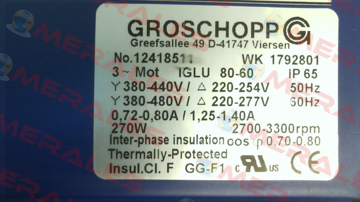 Type: IGLU 80-60 / IP65 Groschopp