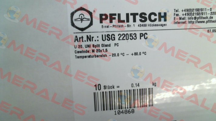 USG 22053 PC (pack x10) PFLITSCH