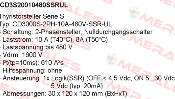 Typ: CD3000S-2PH-10A-480V-SSR-UL CD AUTOMATION