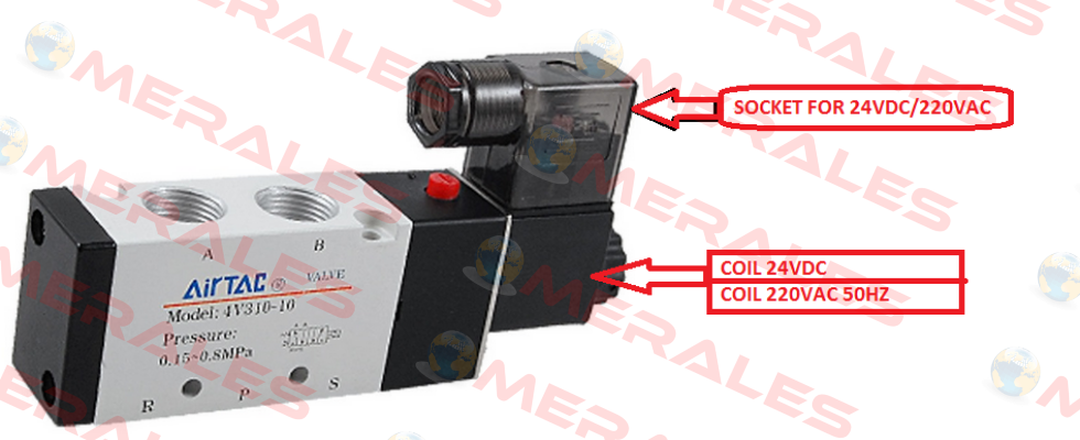 COIL 220VAC FOR 4V310-10 + SOCKET  Airtac