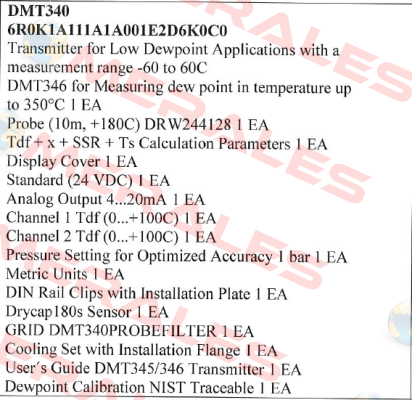 DMT340 6R0K1A111A1A001E2D6K0C0  Vaisala