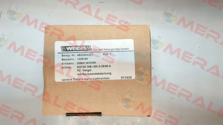 80BA11610161 Weigel